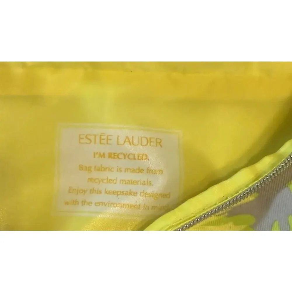 Estee Lauder Yellow Abstract Makeup Pouch Zippered Bag